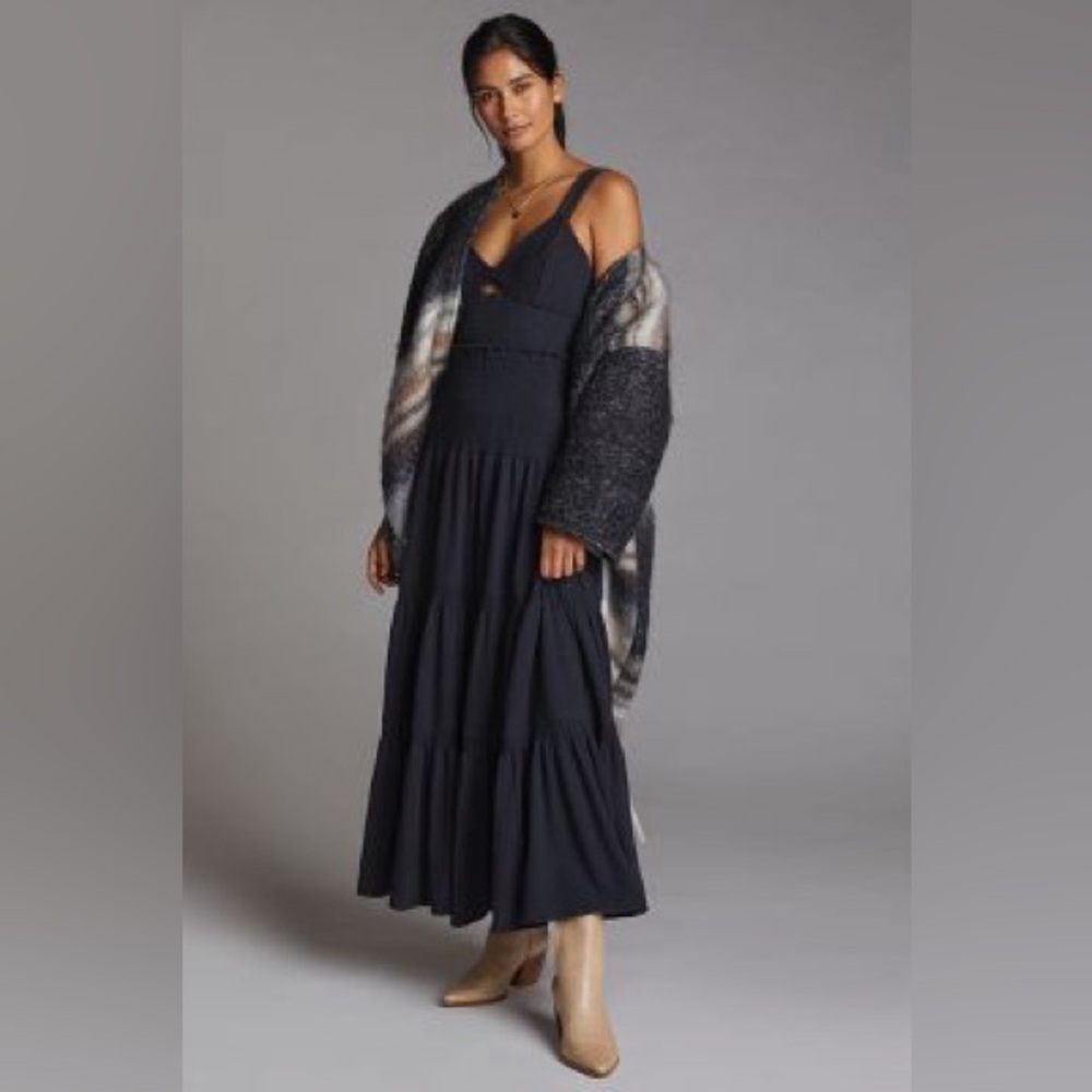 ANTHROPOLOGIE RUCHED TIERED MAXI DRESS
